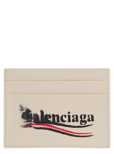 Card Holder With Political Stencil Logo In Hammered Leather Man - Balenciaga - Modalova