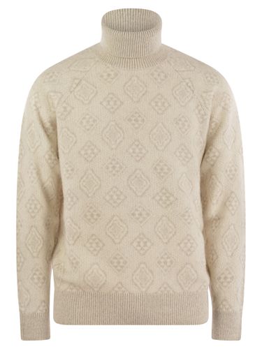 Geometric Jacquard Turtleneck Sweater In Alpaca, Cotton And Wool - Brunello Cucinelli - Modalova