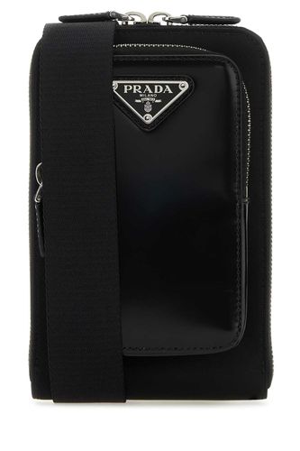 Black Nylon And Leather Phone Case - Prada - Modalova