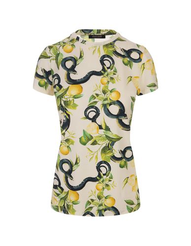 Ivory T-shirt With Lemons Print - Roberto Cavalli - Modalova