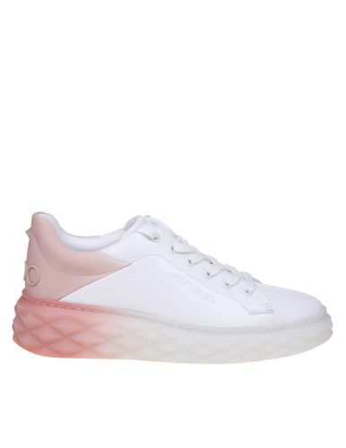 Diamond Maxi Sneakers In White And Pink Leather - Jimmy Choo - Modalova