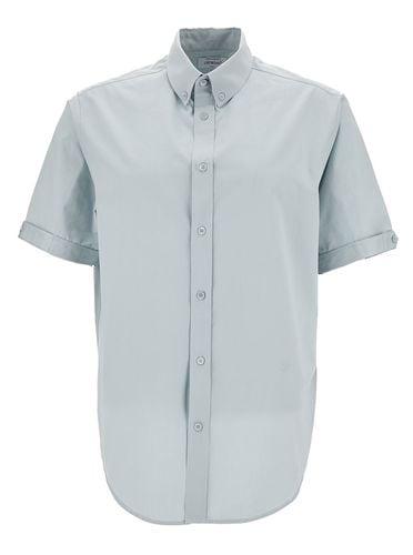 Light Blue Short Sleeve Shirt With Button-down Collar In Cotton Man - Off-White - Modalova