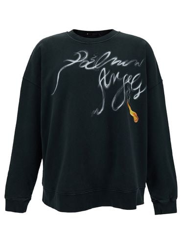 Crewneck Sweatshirt With Foggy Logo Print In Cotton Man - Palm Angels - Modalova