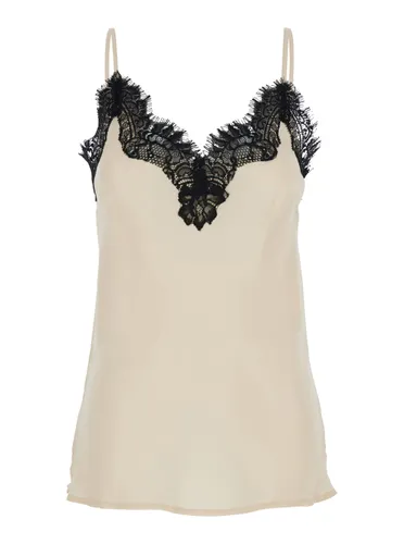 Coco Pearl Camie Top With Black Lace Trim In Silk Woman - Gold Hawk - Modalova