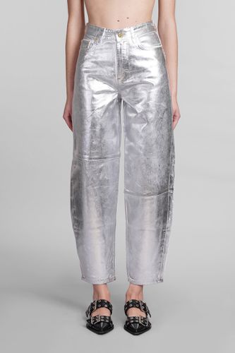 Ganni Jeans In Silver Cotton - Ganni - Modalova