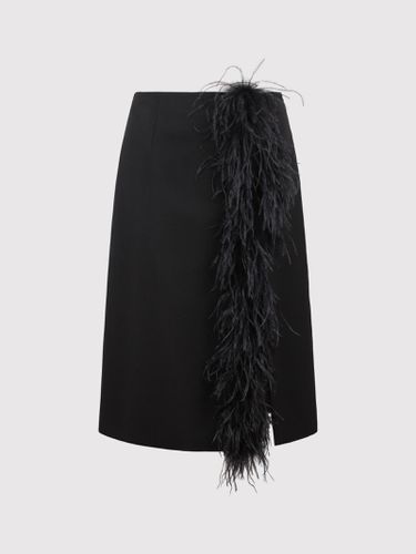 Feather-trimmed Wool Midi-skirt - Prada - Modalova