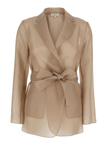 James Beige Jacket With Notched Revers And Adjustable Belt Closure In Silk Woman - Antonelli - Modalova