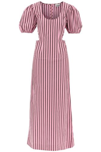 Striped Maxi Dress With Cut-outs - Ganni - Modalova