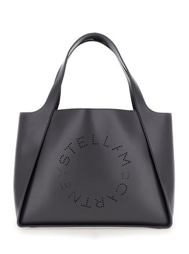 Black Tote Bag With Perforated Logo In Faux Leather Woman - Stella McCartney - Modalova