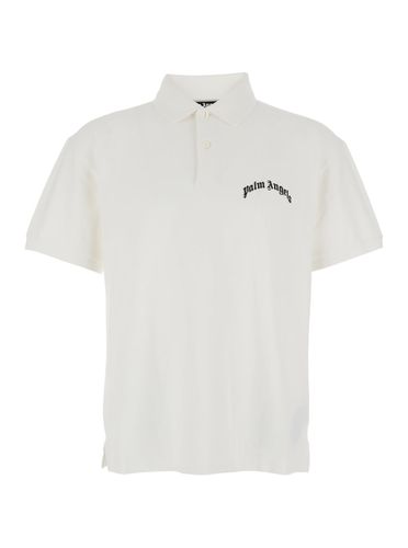 Polo Shirt With Logo Lettering On Front And Rear In Cotton Piquet Man - Palm Angels - Modalova