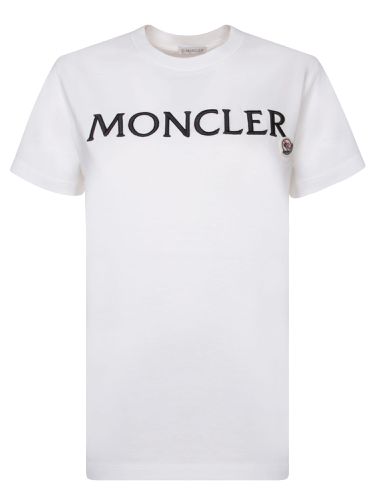 Moncler White Cotton Logo T-shirt - Moncler - Modalova