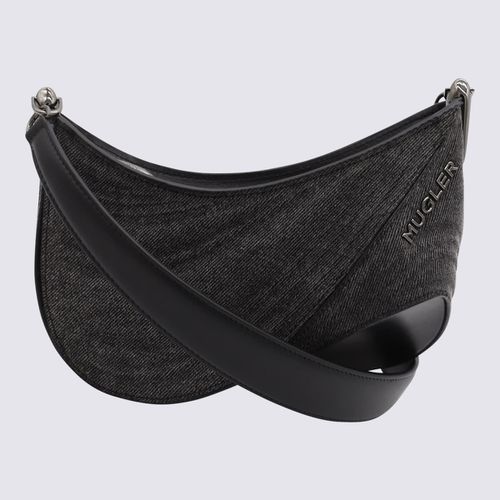 Washed Black Leather Curve Shoulder Bag - Mugler - Modalova