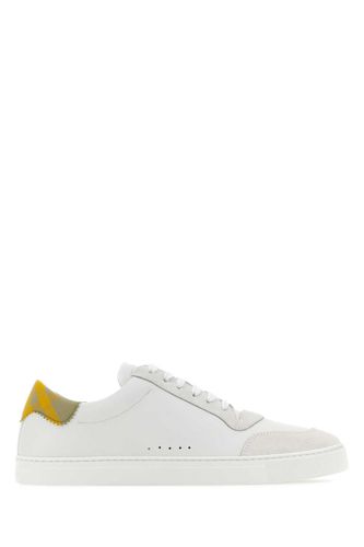 White Leather Check Sneakers - Burberry - Modalova