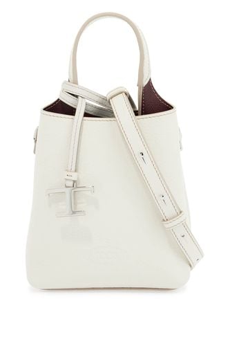 White Calf Leather Crossbody Bag With Burgundy Details - Tod's - Modalova