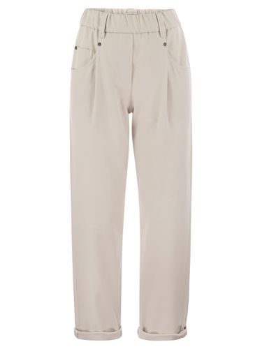 Baggy Trousers In Stretch Cotton Cover-up With Shiny Bartack - Brunello Cucinelli - Modalova