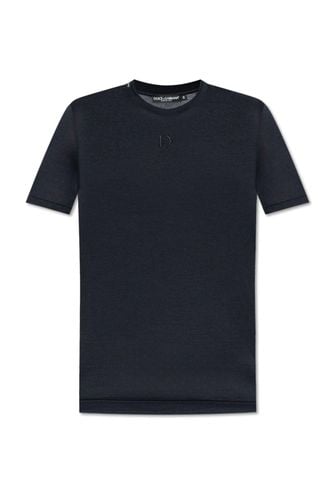 Logo Embroidered Crewneck T-shirt - Dolce & Gabbana - Modalova