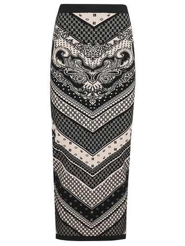 Paisley & Monogram Knit Midi Skirt - Balmain - Modalova