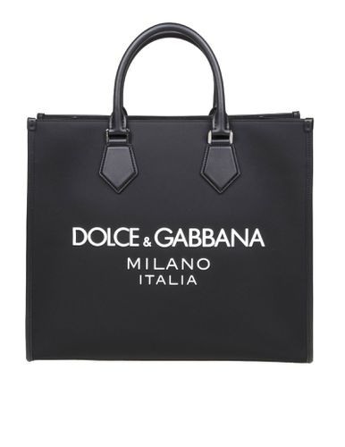 Shopping Bag In Fabric With Rubber Logo - Dolce & Gabbana - Modalova