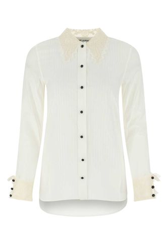 White Cotton Blend Shirt - Saint Laurent - Modalova