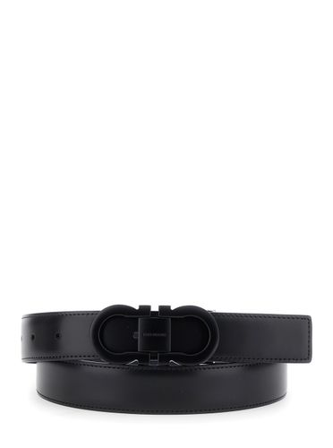 Belt With Double Gancini Buckle In Leather Man - Ferragamo - Modalova