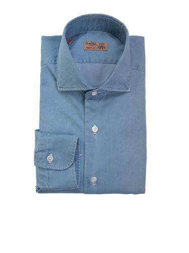 Denim Blue Long-sleeved Shirt - Barba Napoli - Modalova
