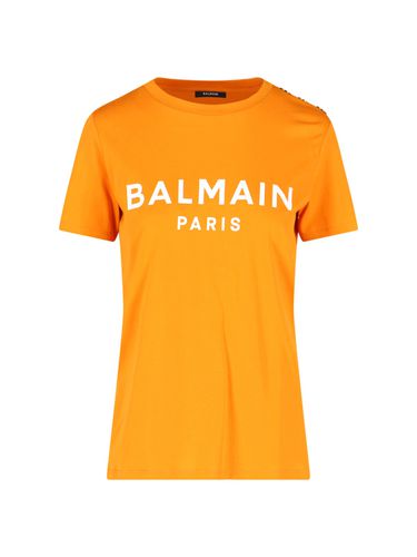 Logo Print Embellished T-shirt - Balmain - Modalova