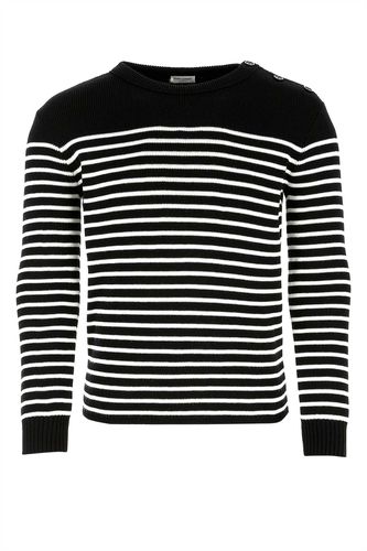 Embroidered Cotton Blend Sweater - Saint Laurent - Modalova