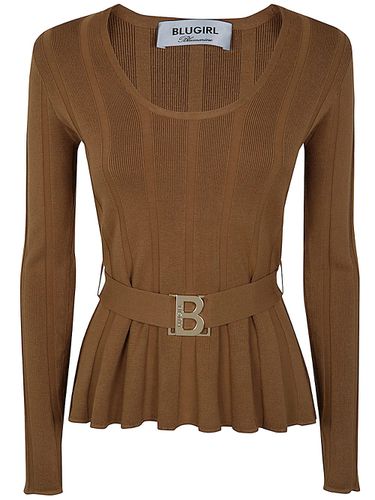 Blugirl Deep Round Neck Sweater - Blugirl - Modalova