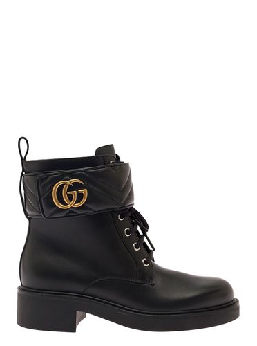 Ankle Boot With Double g And Textured Hardware In Leather Woman - Gucci - Modalova