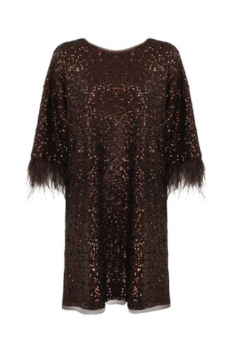 Short Dress With Sequins And Ostrich Feathers - TwinSet - Modalova