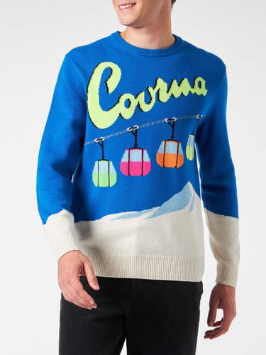 Man Crewneck Sweater With Courma Cable Postacard Jacquard Print - MC2 Saint Barth - Modalova