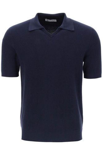 Short-sleeved Ribbed-knit Polo Shirt - Brunello Cucinelli - Modalova