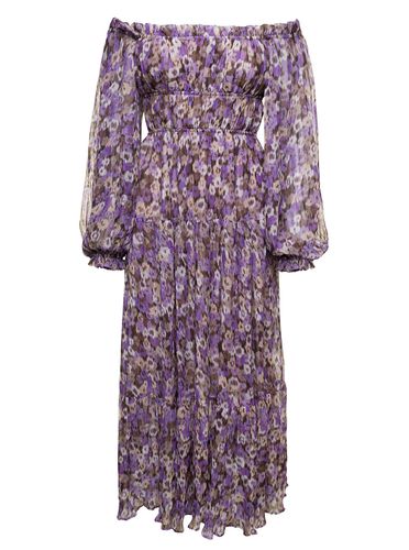 Mary Purple Off-the-shoulders Long Dress With Floreal Print Woman - Sabina Musayev - Modalova