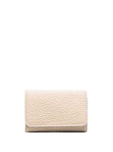 Beige Compact Card Holder With Four-stitch Detail In Grained Leather Woman - Maison Margiela - Modalova