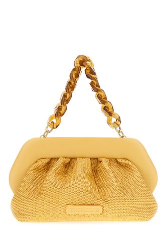 Ochre Vegan Leather And Raffia Big Gea Handbag - THEMOIRè - Modalova