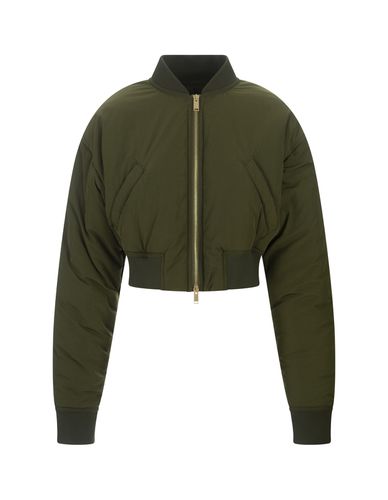 Olive Padded Crop Bomber Jacket - Fabiana Filippi - Modalova