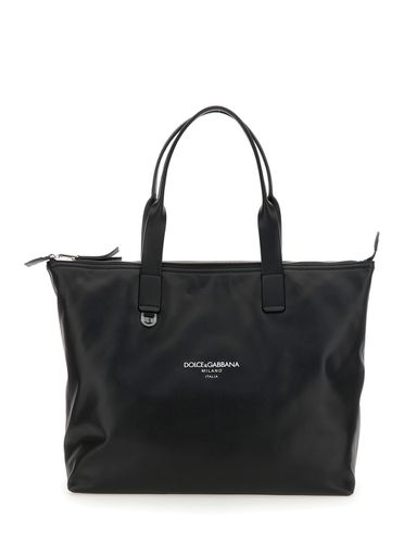 Adamo Shopper With Front Logo In Leather Man - Dolce & Gabbana - Modalova