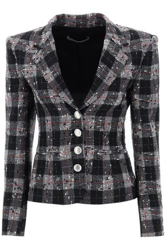 Single-breasted Jacket In Boucle Fabric With Check Motif - Alessandra Rich - Modalova