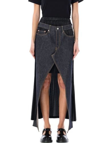 Deconstructed Pleated Denim Skirt - Junya Watanabe - Modalova