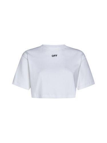 White Crop T-shirt With Logo - Off-White - Modalova