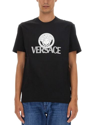 Short Sleeve Printed Cotton T-shirt - Versace - Modalova