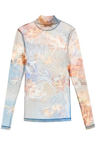 Long Sleeves Printed Tulle Top - Balmain - Modalova