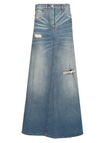 Stonewashed Blue Denim Midi Skirt - MM6 Maison Margiela - Modalova