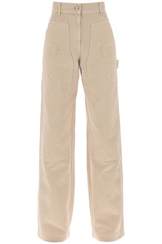 Gd Bull Cargo Pants With Embroidered Palm Trees - Palm Angels - Modalova