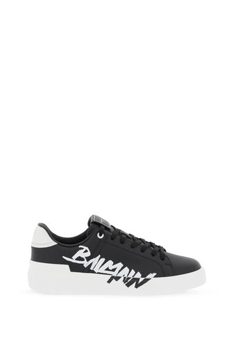 B-court Leather Sneakers With Logo Lettering - Balmain - Modalova