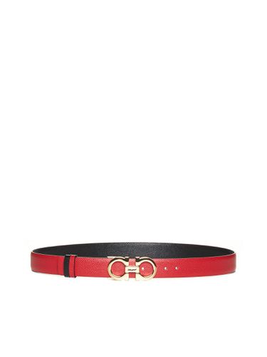 Red Leather Reversible Belt - Ferragamo - Modalova