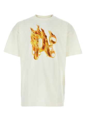 Palm Angels White Cotton T-shirt - Palm Angels - Modalova