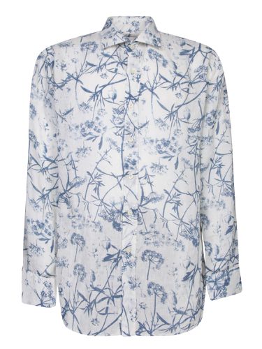 Lino Printed Blue Linen Shirt - 120% Lino - Modalova