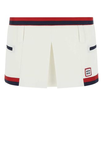 White Stretch Polyester Mini Skirt - Miu Miu - Modalova