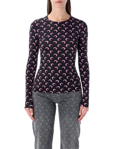 Moon Printed Jersey Long Sleeve Crewneck Top - Marine Serre - Modalova